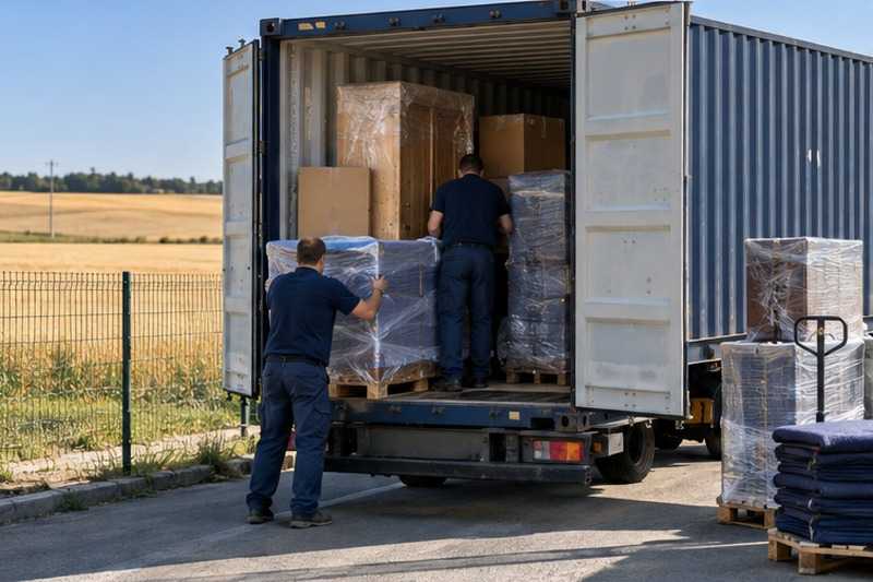 Chargement d’un conteneur maritime, Melun