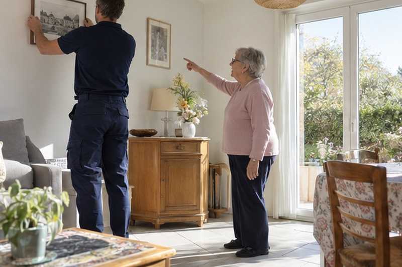 Cadres raccrochés dans le nouveau logement
