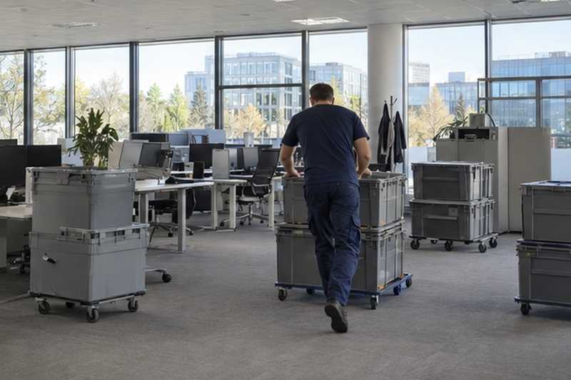 Plateau de bureaux en cours de vidage