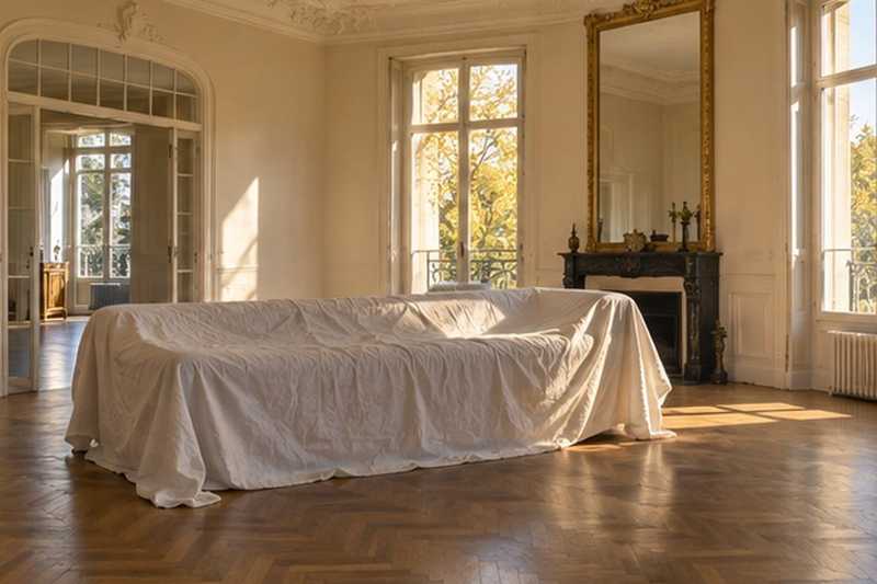 Drap de coton sur un canapé blanc
