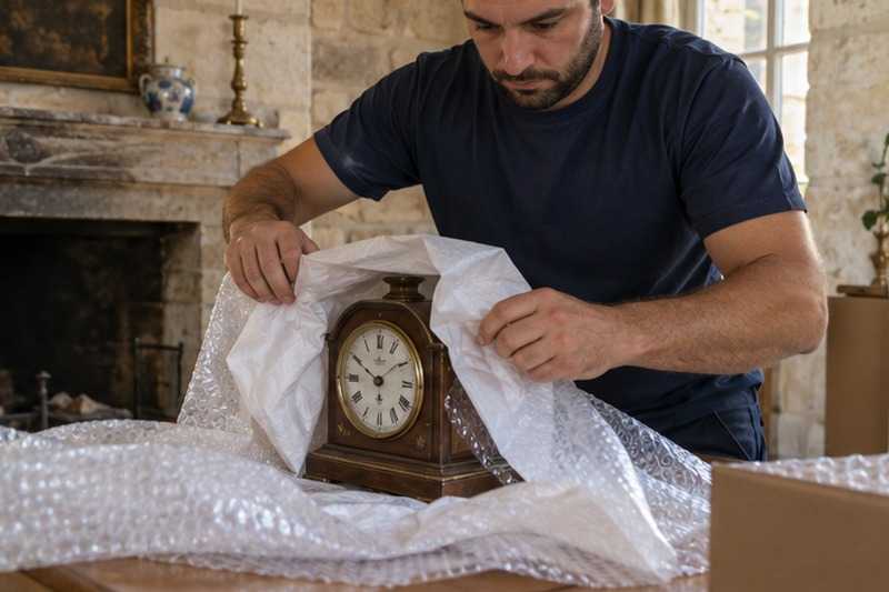 Pendule enveloppée de papier de soie