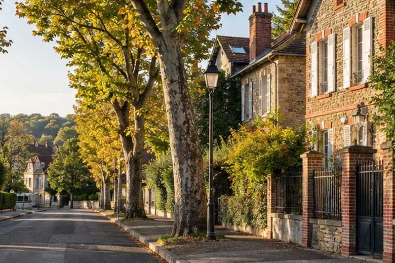 Rue de villas en meulière, Avon