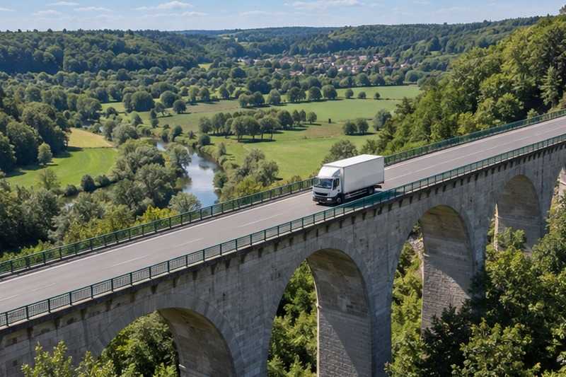 Camion sur un viaduc, Beautheil-Saints