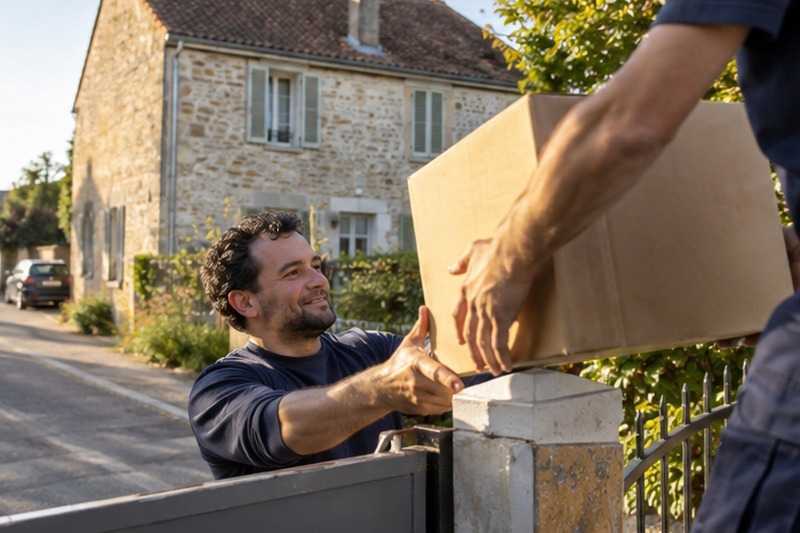 Carton passé par-dessus le portillon : chantier Rue de la Hémerie