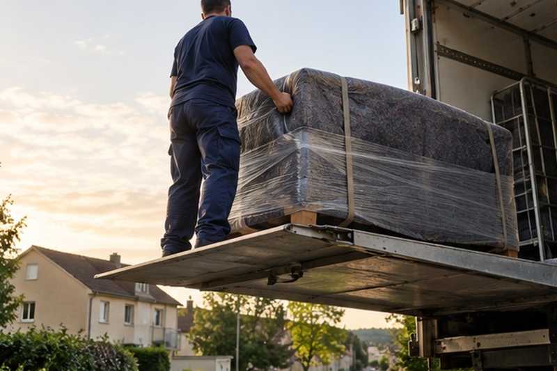 Canapé monté sur le hayon : chantier Rue de la Planchette