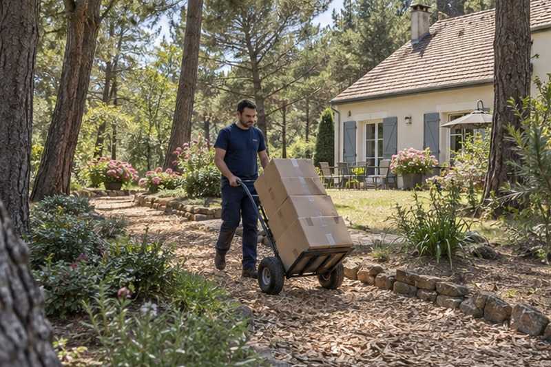 Chemin d’écorce sous les pins : chantier Rue du Pressoir
