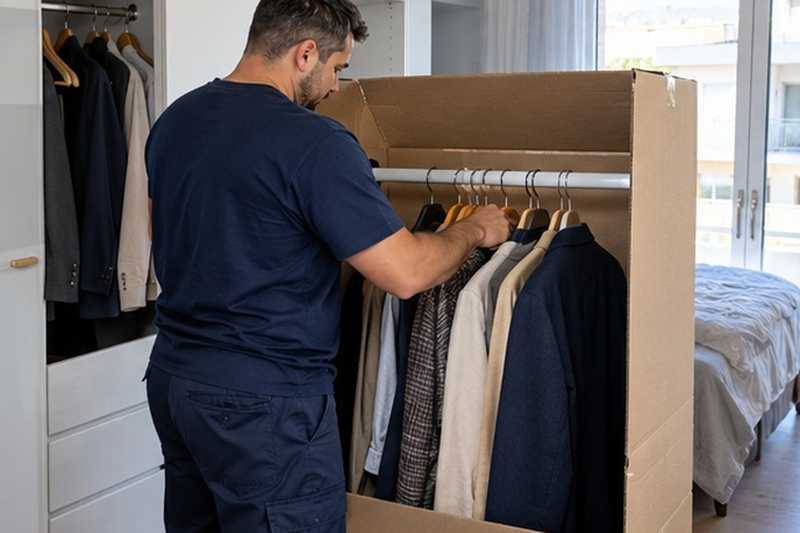 Penderie en carton à barre métallique