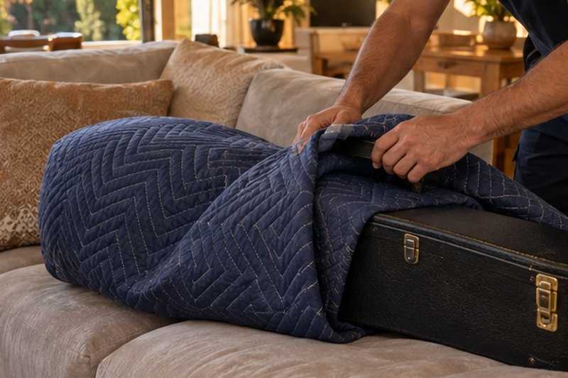 Étui de guitare sous couverture