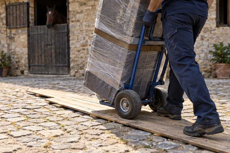 Planches posées sur les pavés : chantier Rue d’Aillon