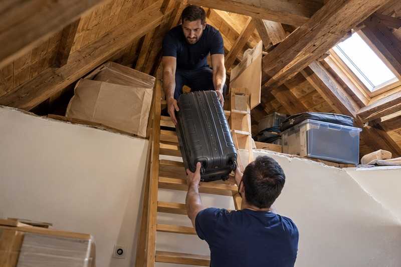 Valise descendue de l’échelle de meunier : chantier Hameau de Champbreton