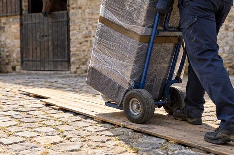 Planches posées sur les pavés : chantier Rue Bourgeoise