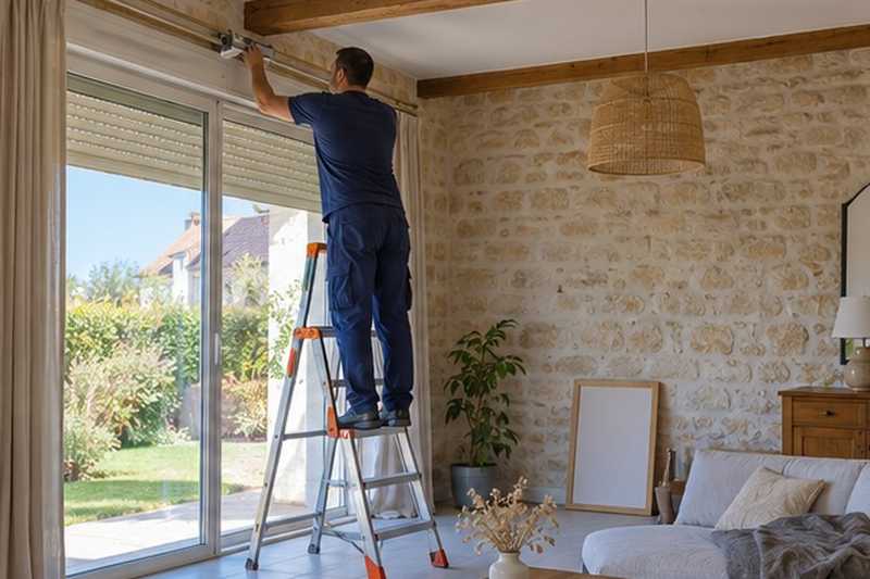 Tringles et stores décrochés : chantier Rue Burat
