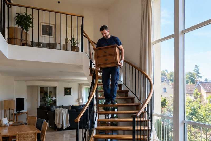 Duplex vidé par l’escalier intérieur : chantier Rue Chevreul
