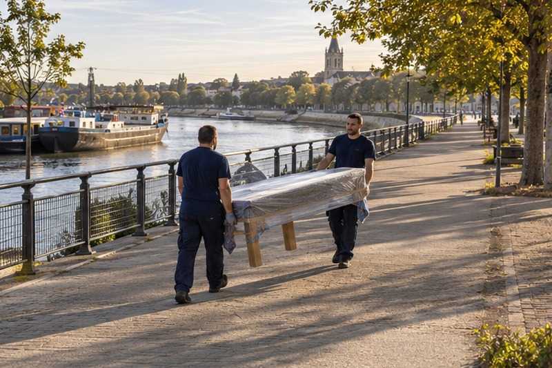 Table portée sur une promenade de berge : chantier Rue Albert Einstein