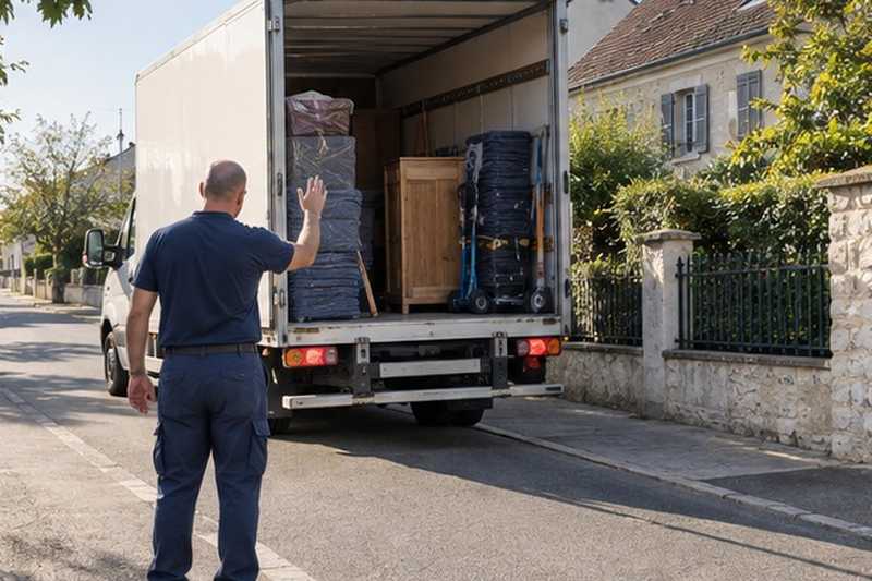 Camion guidé en marche arrière : chantier Rue Alexis Petithomme