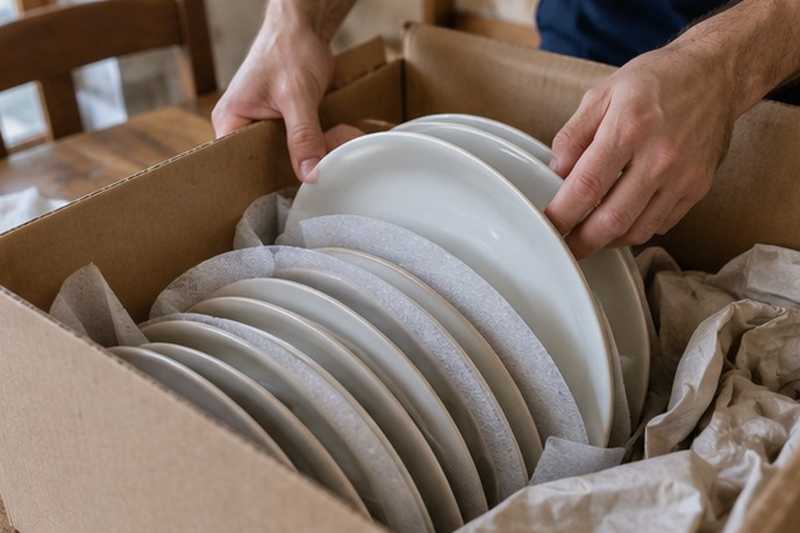 Assiettes posées sur la tranche