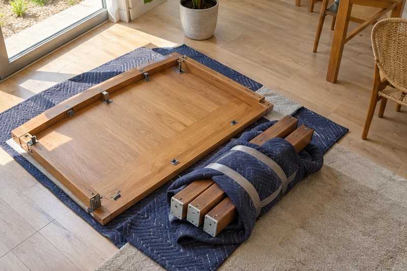 Pieds de table liés en fagot : chantier Rue Denis Papin