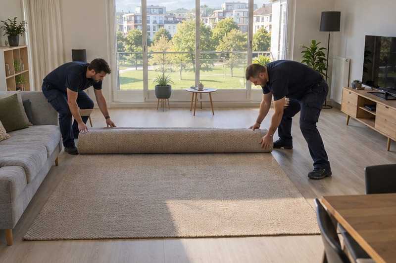 Tapis déroulé dans le séjour, Cesson