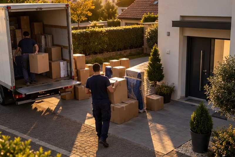 Déchargement en fin d’après-midi : chantier Rue de Fay