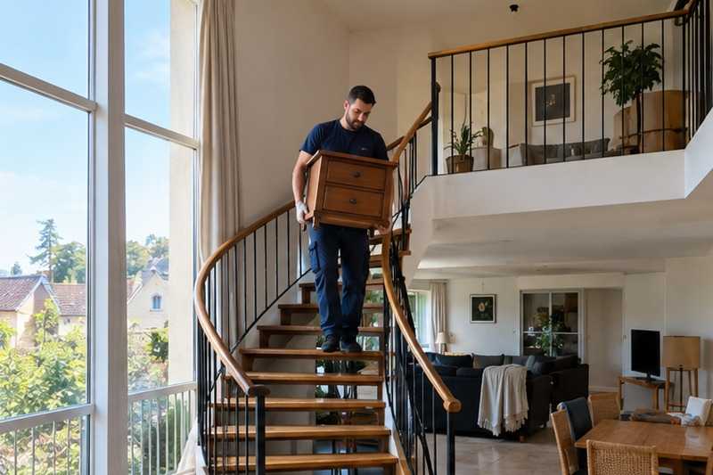 Duplex vidé par l’escalier intérieur : chantier Rue de l’Église