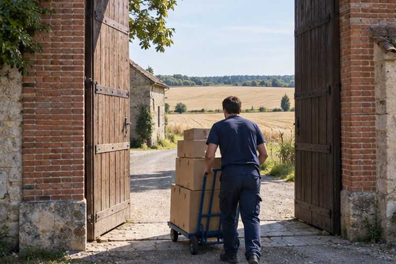 Passage sous le porche d’une ferme : chantier Rue Ampère