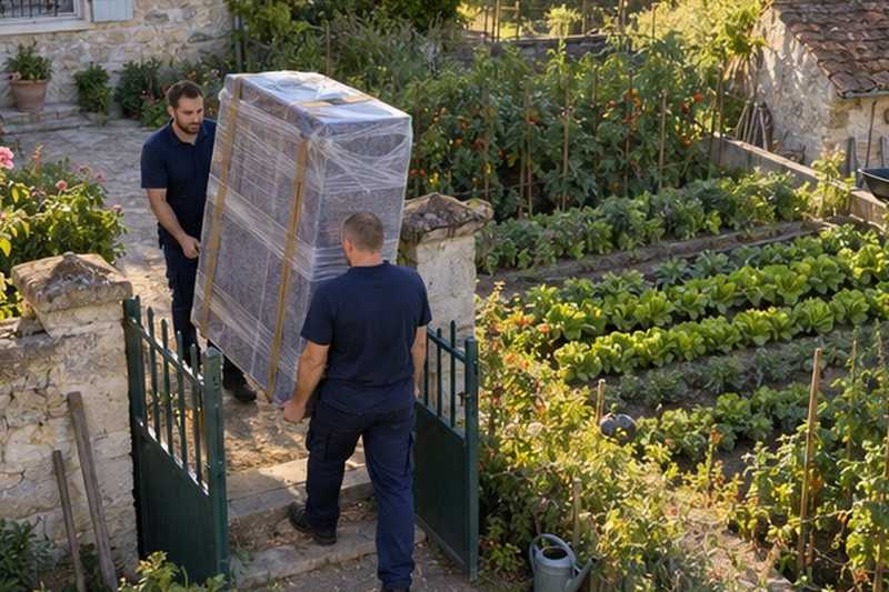Armoire passée par le potager : chantier Rue Blaise Pascal