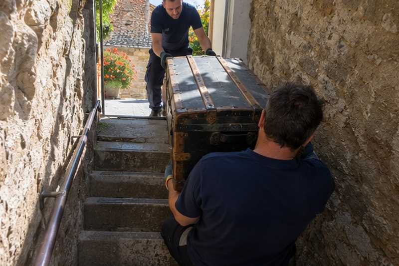 Malle sortie par l’escalier de cave : chantier Avenue du Général de Gaulle