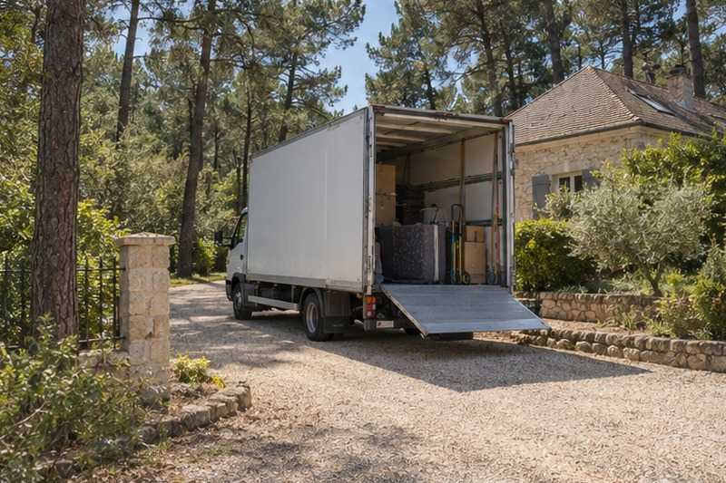 Camion dans une allée sous les pins, Chanteloup-en-Brie