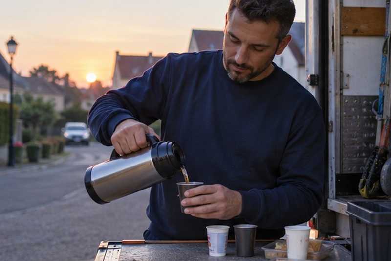 Café avant le premier chargement : chantier Rue de la Fraternité