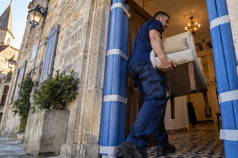 Chambranle garni de mousse : chantier Rue Ampère