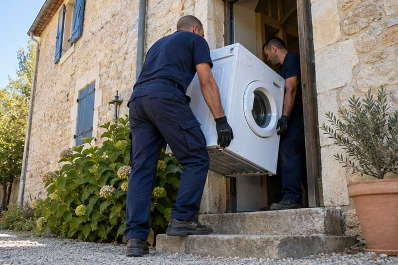 Lave-linge passé par la porte arrière : chantier Rue Arthur Chaussy