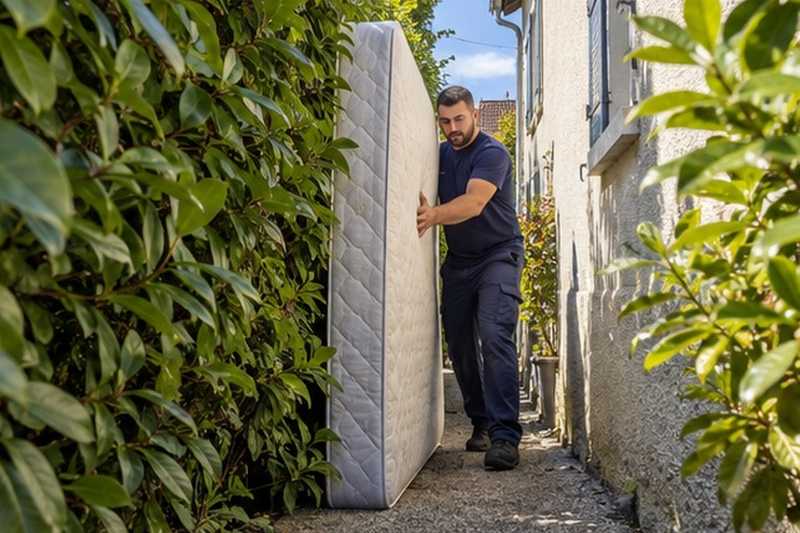 Matelas glissé le long de la haie