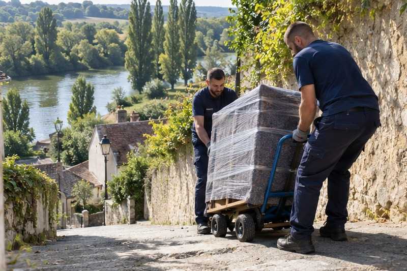 Diable freiné dans une descente : chantier Rue de l’Église