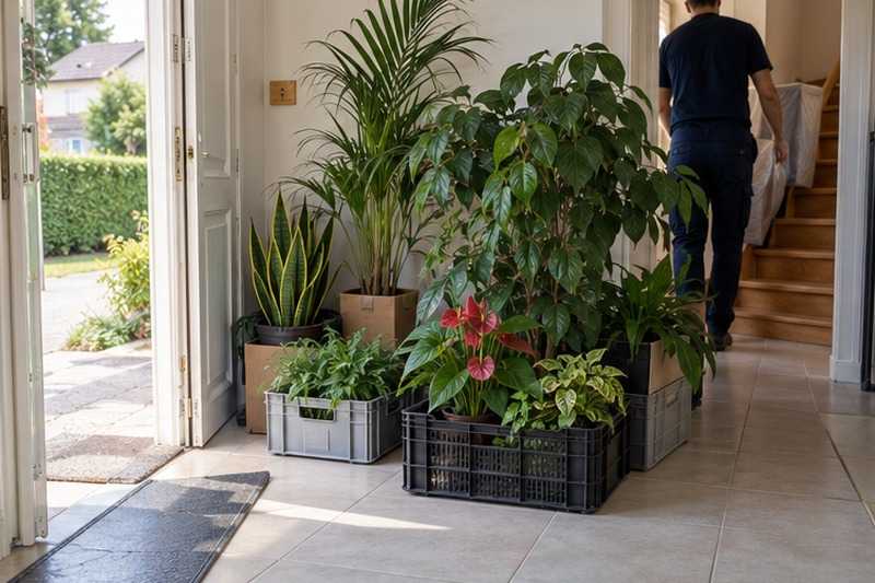 Plantes regroupées pour le transport