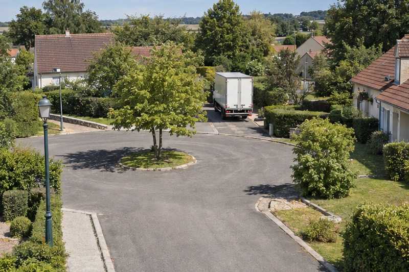 Camion au fond d’une impasse : chantier Rue de Constantine