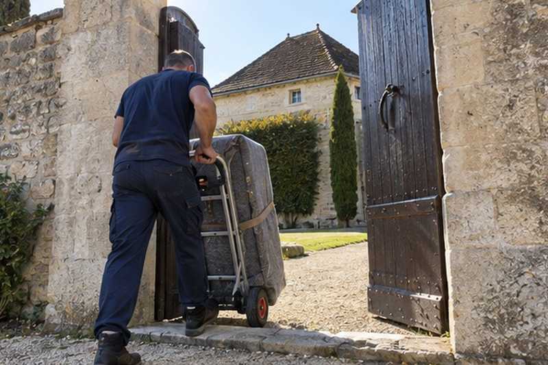 Seuil de pierre d’un portail voûté : chantier Rue de Condé