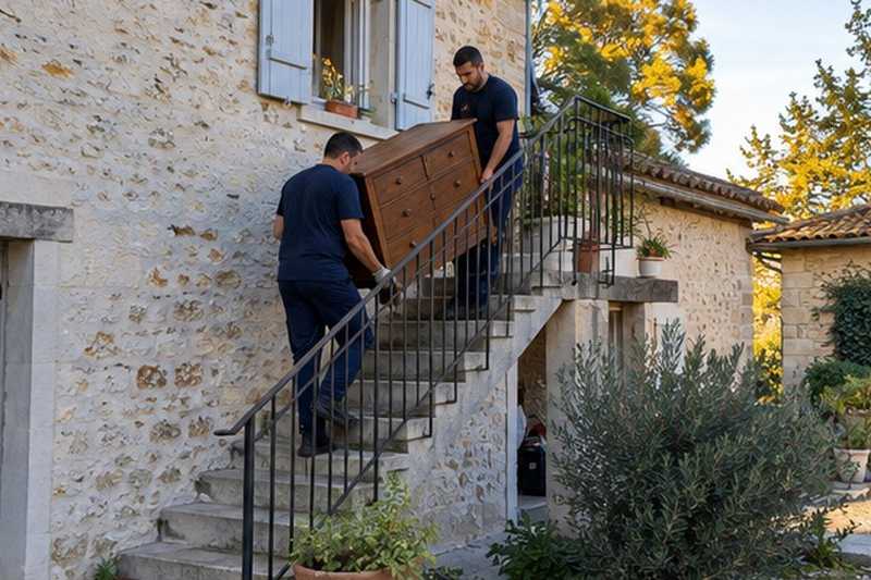 Escalier extérieur d’une grange aménagée : chantier Rue Beaurepaire