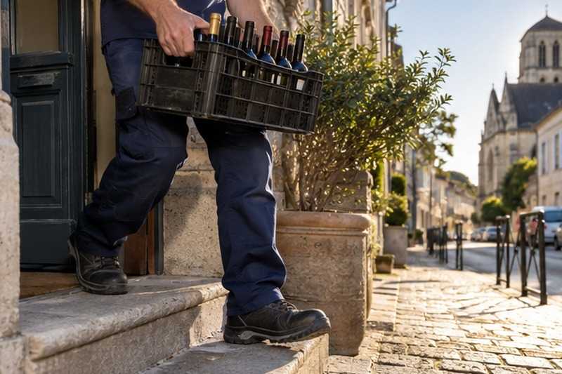 Caisse de bouteilles sortie du seuil : chantier Rue Claude Debussy