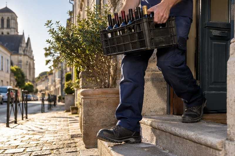 Caisse de bouteilles sortie du seuil : chantier Rue Bruneau