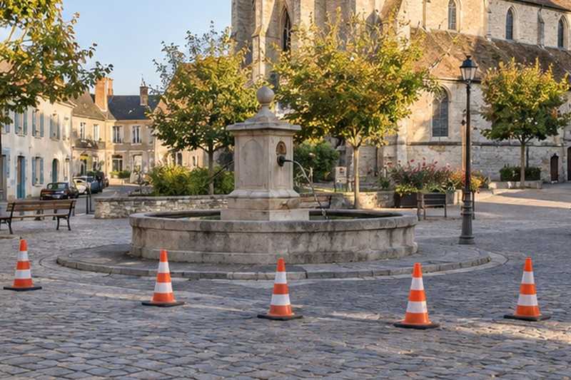 Place réservée sur la place du bourg : chantier Rue de Bellevue