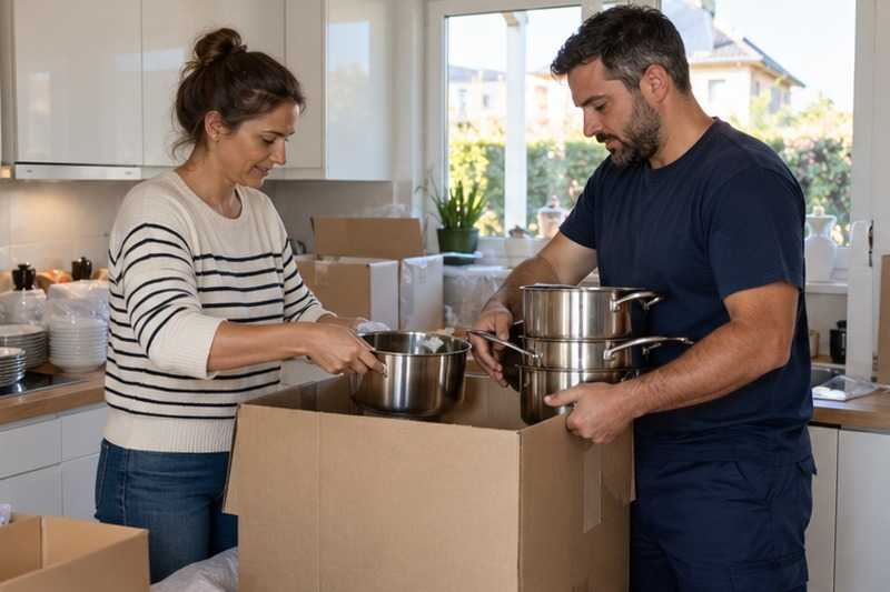 Casseroles emboîtées en carton : chantier Rue Maurice Ravel