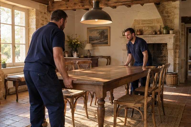 Table installée sous les poutres, Crégy-lès-Meaux