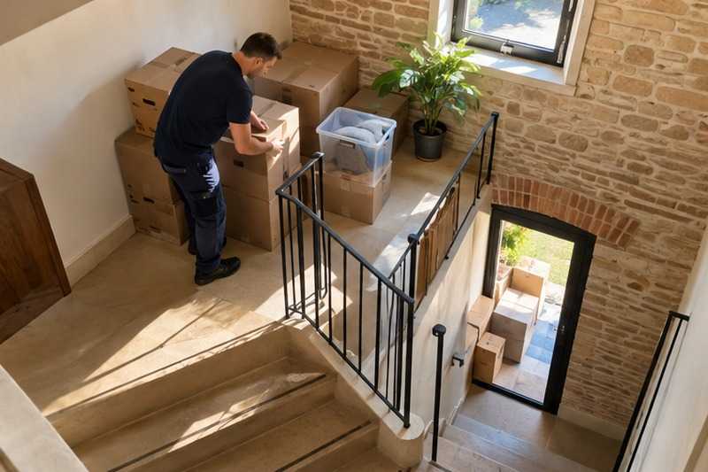 Cartons triés par étage : chantier Rue Blanche de Castille