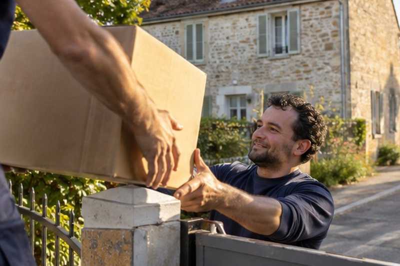 Carton passé par-dessus le portillon : chantier Rue Capitaine Bernard de Poret