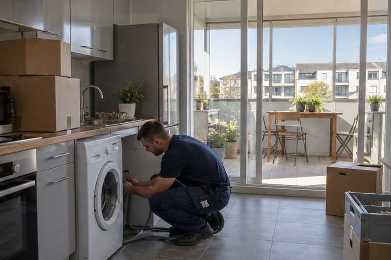 Lave-linge rebranché dans la cuisine, Dammartin-en-Goële