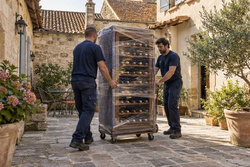 Casier à vin roulé sur les dalles : chantier Rue Abel Chenevat