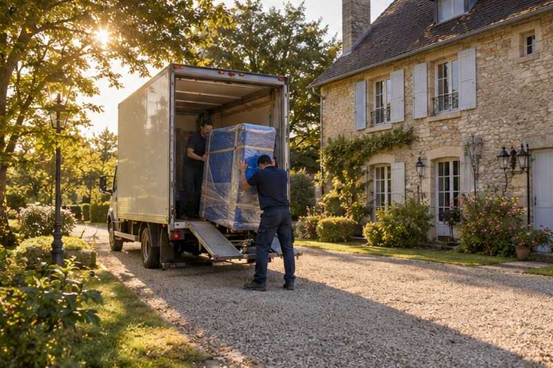 Dernier meuble chargé en fin de journée : chantier Rue Albéric