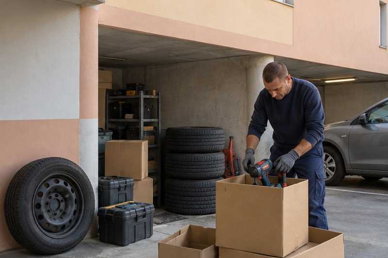 Outils du garage mis en cartons : chantier Rue Antoine de Chabannes