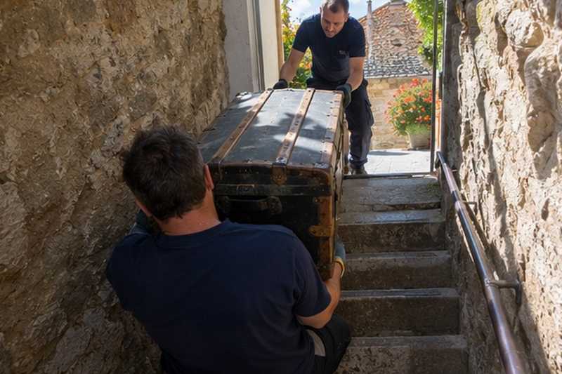 Malle sortie par l’escalier de cave : chantier Rue Charles Presgurvic
