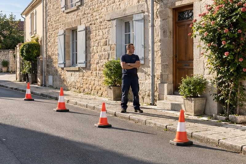 Emplacement libéré attendant le camion : chantier Rue Cottereau